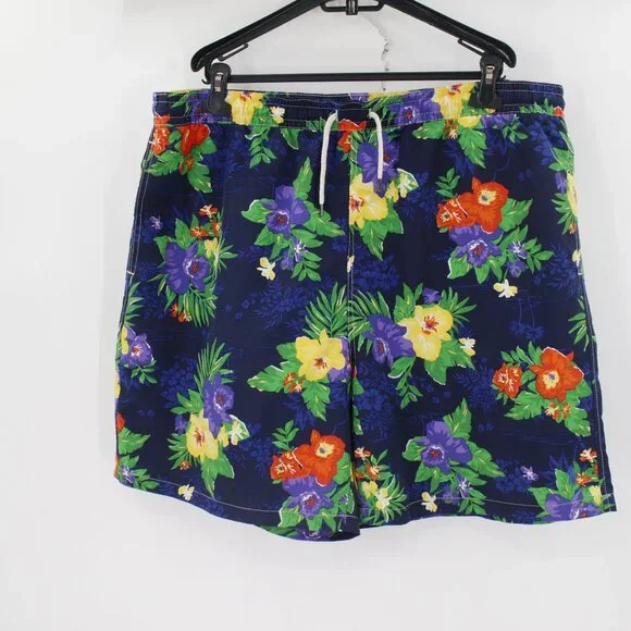 Polo Ralph Lauren Board Shorts Men's 2XLT Hawaiian Floral Lined Elastic Waist - Picture 1 of 9